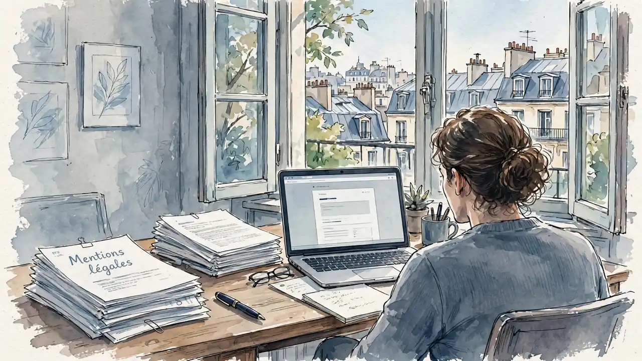 Bureau français avec documents légaux et vue sur les toits de Paris